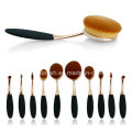 2016 Hot Sale Ensemble de brosse à maquillage ovale 10 PCS Ensemble de brosse à dents en or rose et cosmétique